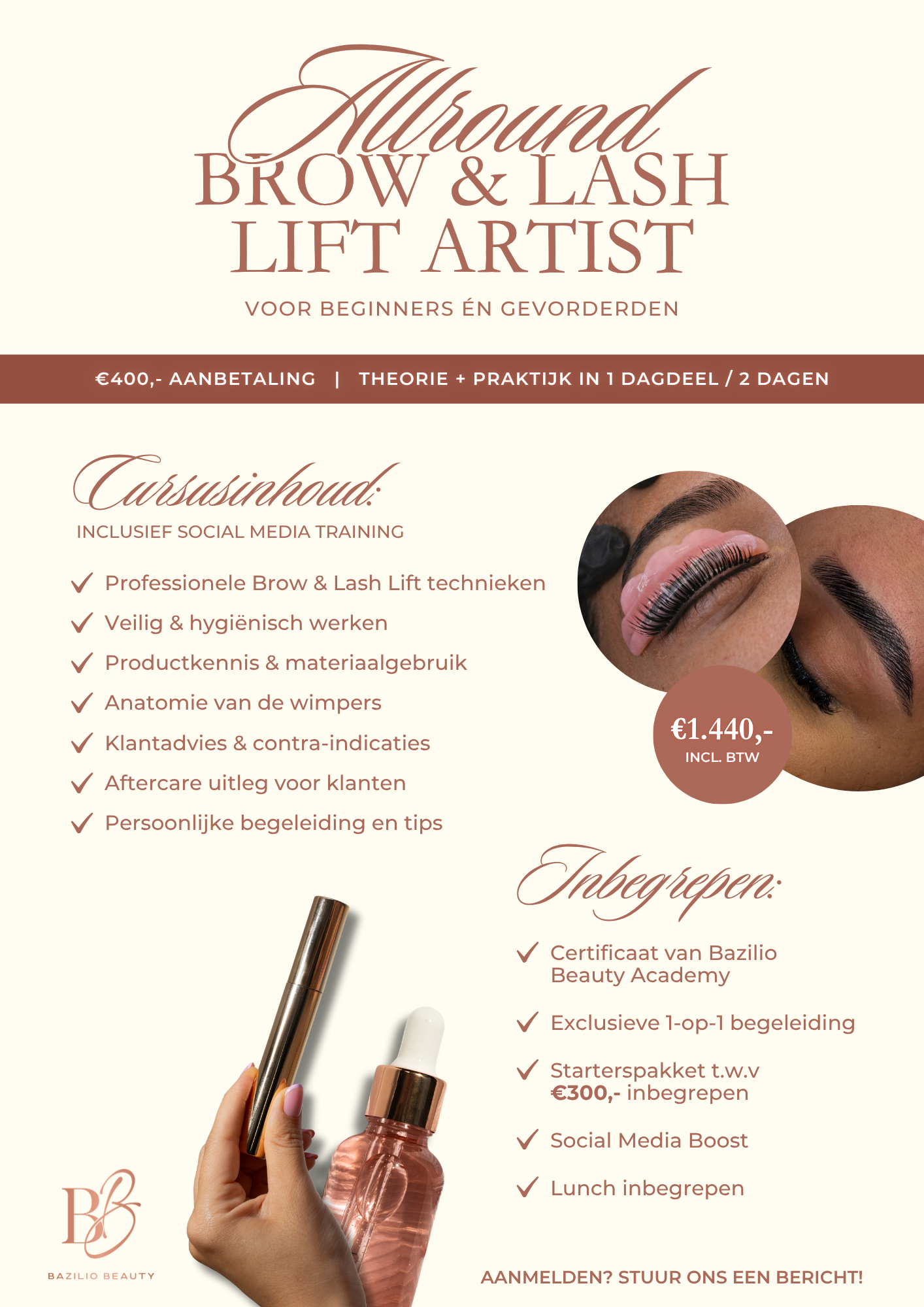 Allround Brow & Lash Lift Artist 1:1 Cursus - Bazilio Beauty Academy