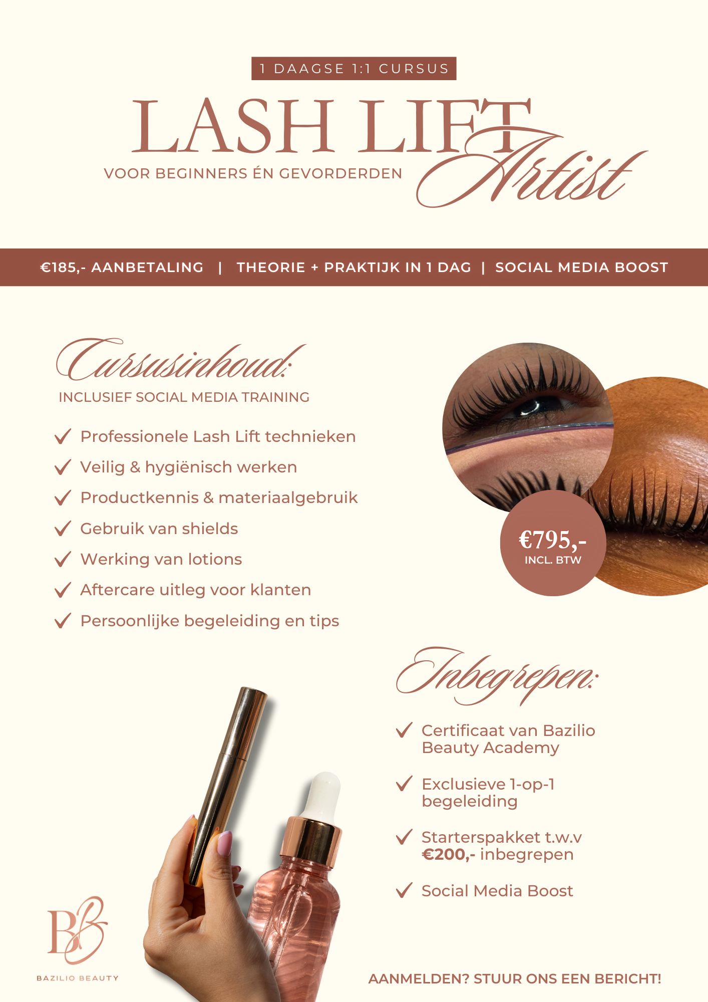 Lash Lift Artist 1:1 Cursus - Bazilio Beauty Academy