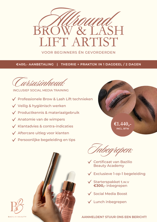 Allround Brow & Lash Lift Artist 1:1 Cursus - Bazilio Beauty Academy