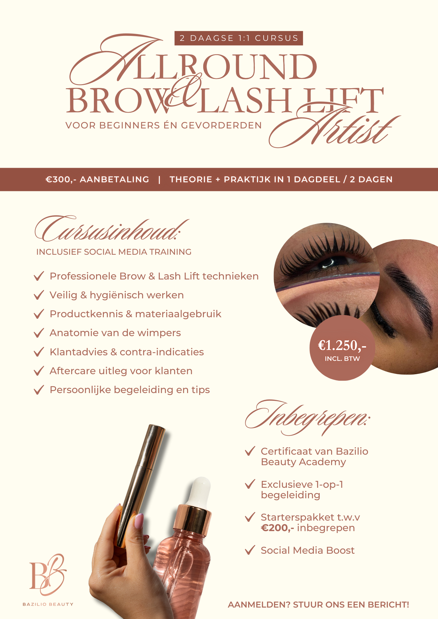 Allround Brow & Lash Lift Artist 1:1 Cursus - Bazilio Beauty Academy